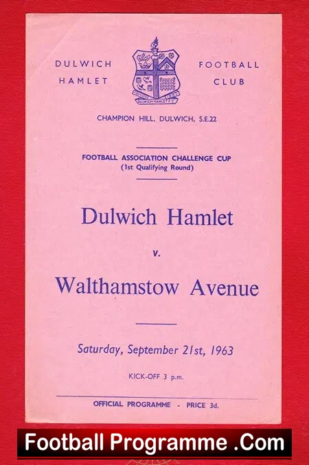 Dulwich Hamlet v Walthamstow Avenue 1963