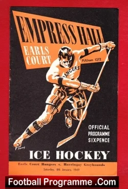 Earls Court Rangers Ice Hockey v Harringay 1949