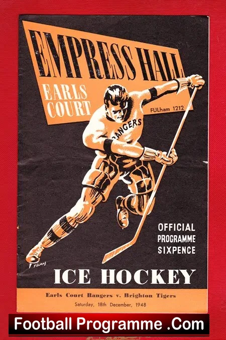 Earls Court Rangers Ice Hockey v Brighton Tigers 1948