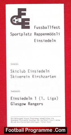 Einsiedeln v Glasgow Rangers 1984 - Switzerland Swiss - football programme