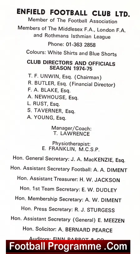Enfield Official Handbook 1974 - 1975