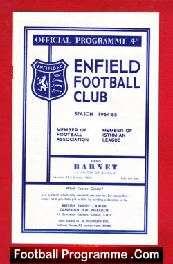 Enfield v Barnet 1965 - football programme