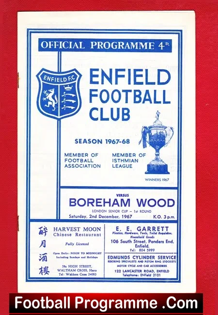 Enfield v Boreham Wood 1967 – London Senior Cup
