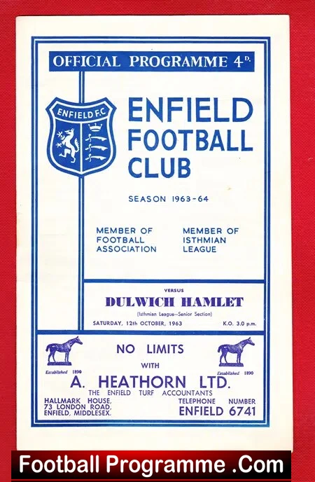 Enfield v Dulwich Hamlet 1963