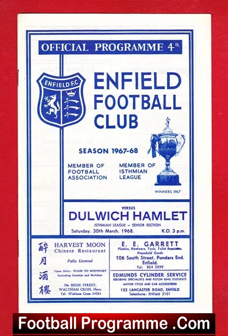 Enfield v Dulwich Hamlet 1968