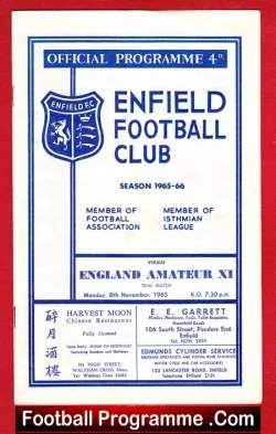 Enfield v England 1965 – Amateurs Trials Match