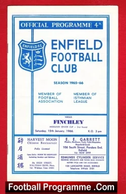 Enfield v Finchley 1966 - football programme