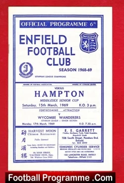 Enfield v Hampton 1969 - football programme