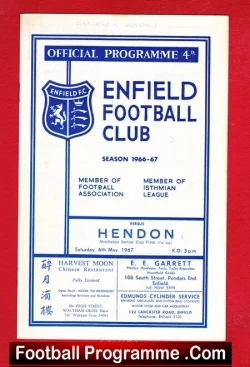 Enfield v Hendon 1967 – Senior Cup Final – Signed