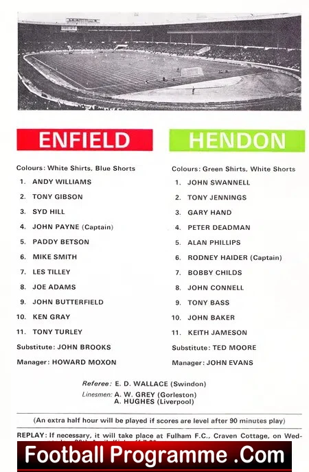 Enfield v Hendon 1972 - Amateur Cup Final Wembley