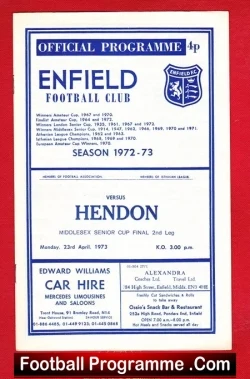 Enfield v Hendon 1973 – Middlesex Senior Cup Final
