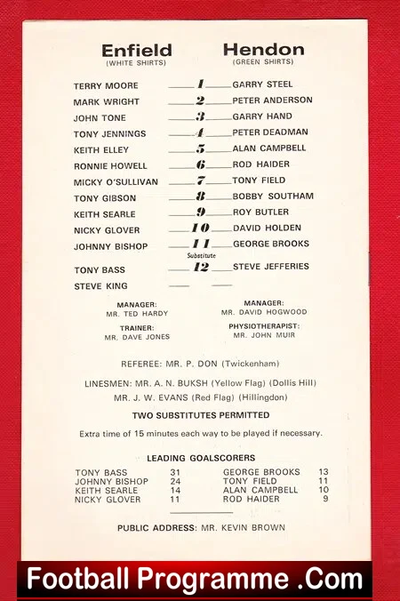 Enfield v Hendon 1978 - Middlesex Senior Cup Final at Finchley