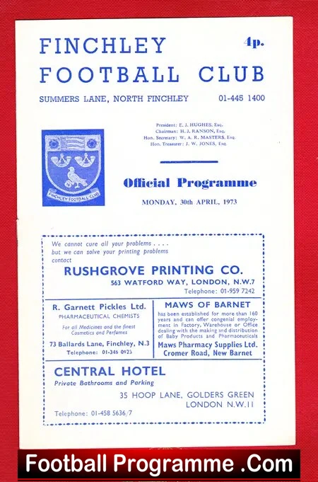 Enfield v Hendon 1978 – Middlesex Senior Cup Final at Finchley R
