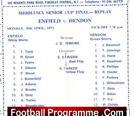 Enfield v Hendon 1978 - Middlesex Senior Cup Final at Finchley R