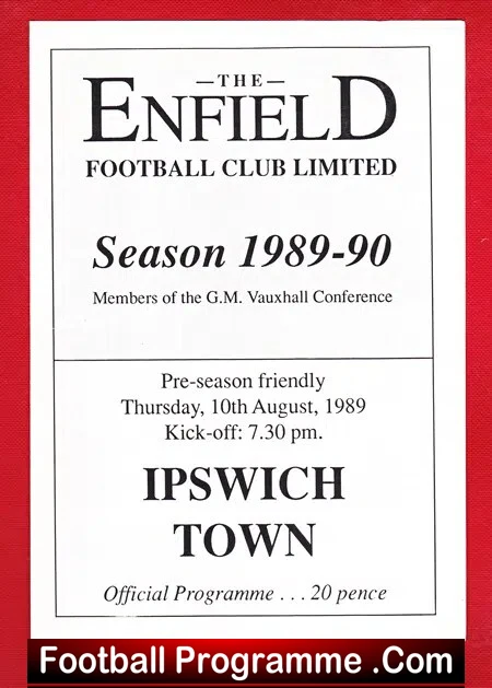 Enfield v Ipswich Town 1989 – Pre Season Friendly Match