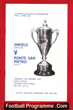 Enfield v Ponte San Pietro 1970 - European Amateur Cup Final - football programme
