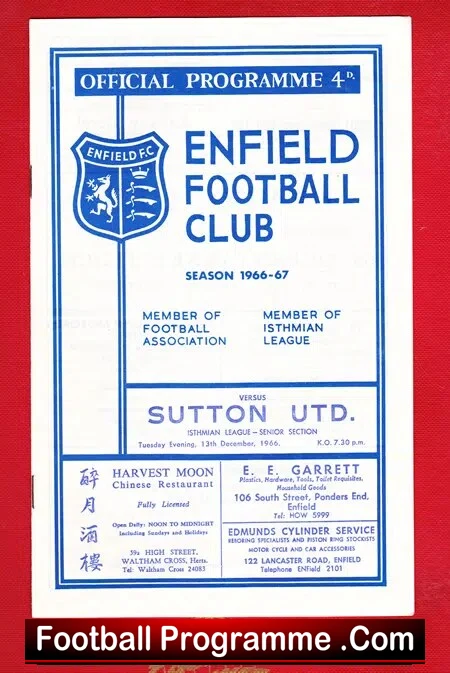 Enfield v Sutton United 1966