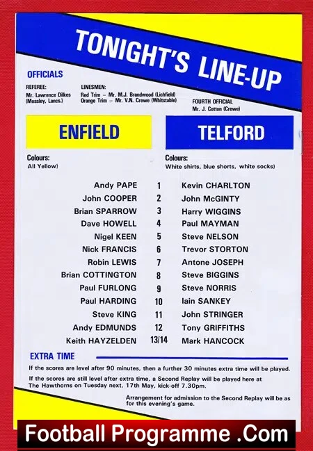 Enfield v Telford United 1988 - FA Trophy Cup Final Replay