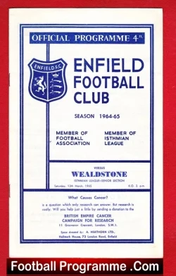 Enfield v Wealdstone 1965 - football programme