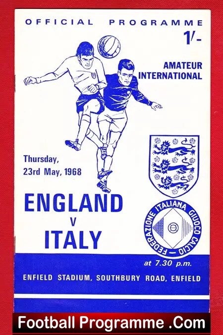 England v Italy 1968 – Amateur International at Enfield