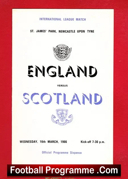 England v Scotland 1966 – St James Park Newcastle