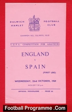 England v Spain 1969 – UEFA Amateur Match