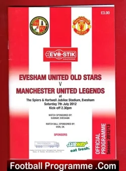 Evesham United v Manchester United Legends 2012 - Robson - football programme
