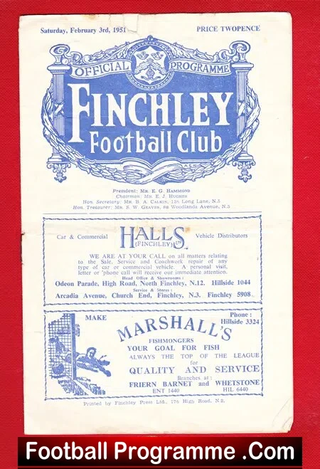 Finchley v Cheshunt 1951 – London Senior Cup