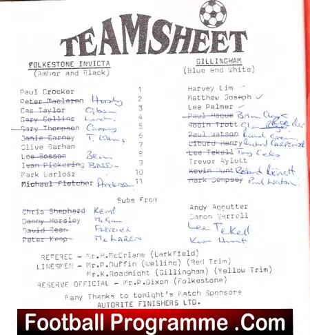 Folkestone Invicta v Gillingham 1992 - Cup Final