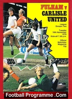 Fulham v Carlisle United 1976 - Bobby Moore + George Best - football programme