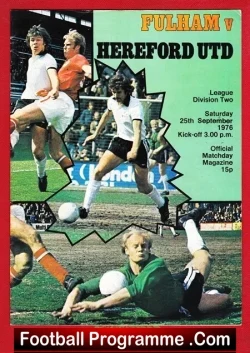 Fulham v Hereford United 1976 - George Best + Bobby Moore - football programme