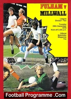 Fulham v Millwall 1976 - George Best + Bobby Moore - football programme