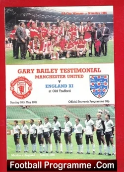 Gary Bailey Testimonial Benefit Game Manchester United MU 1987 - football programme