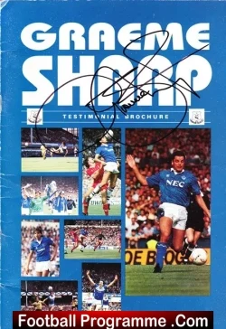 Graeme Sharpe Testimonial Benefit Match Everton 1992 - SIGNED - football programme