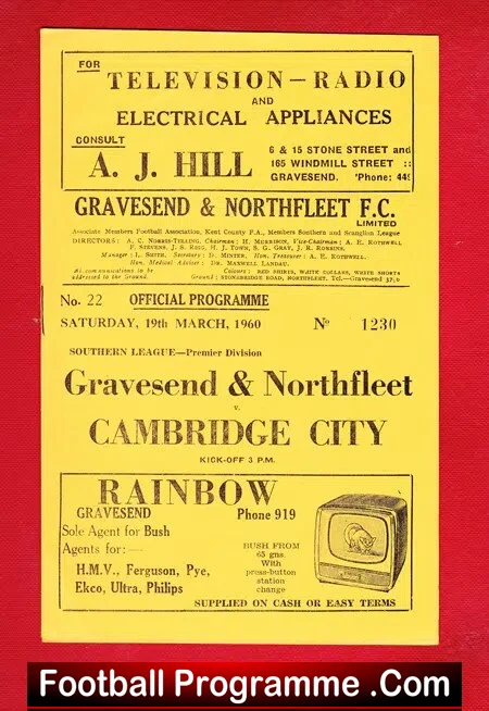 Gravesend Northfleet v Cambridge City 1960