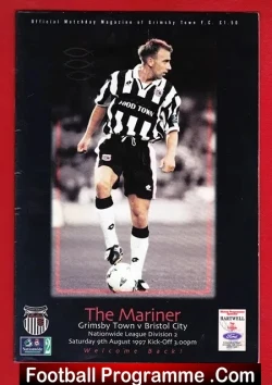 Grimsby Town v Bristol City 1997 - Multi Signed + Shaun Goater - football programme