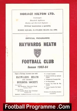 Haywards Heath v Rye United 1964 - Sussex League - football programme