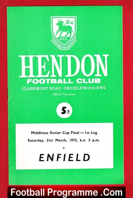 Hendon v Enfield 1973 – Middlesex Senior Cup Final 1st Leg