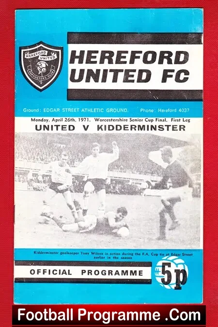Hereford United v Kidderminster 1971 Worcester Senior Cup Final