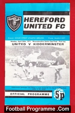 Hereford United v Kidderminster 1971 Worcester Senior Cup Final