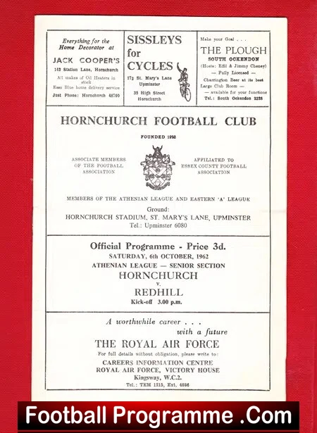 Hornchurch v Redhill 1962 – Athenian League