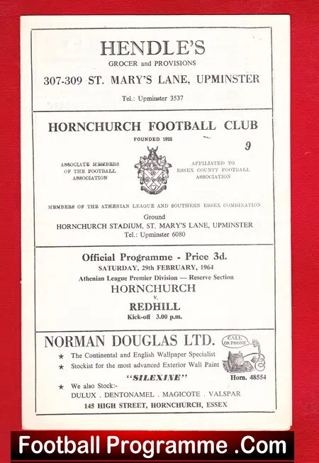Hornchurch v Redhill 1964