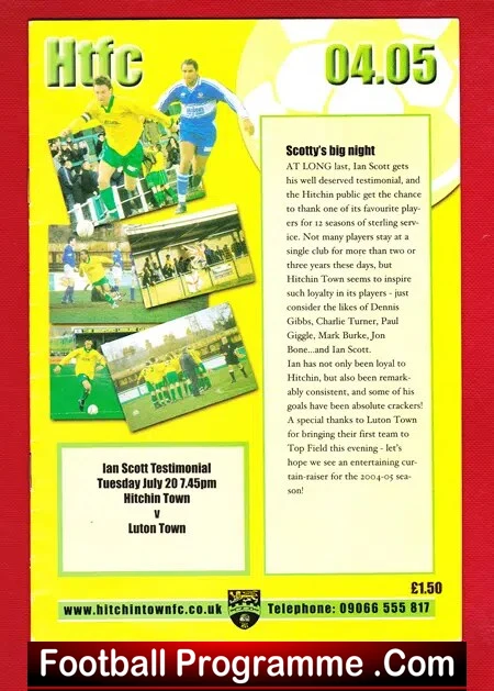 Ian Scott Testimonial Benefit Match Hitchin Town 2005 – SIGNED