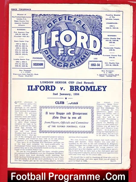 Ilford v Bromley 1954 – London Senior Cup
