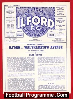 Ilford v Walthamstow Avenue 1952 – Isthmian League