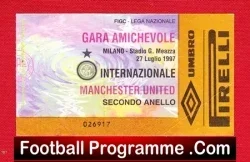 Inter Milan v Manchester United 1997 - Ticket Italy Pirelli Cup - football memorabilia