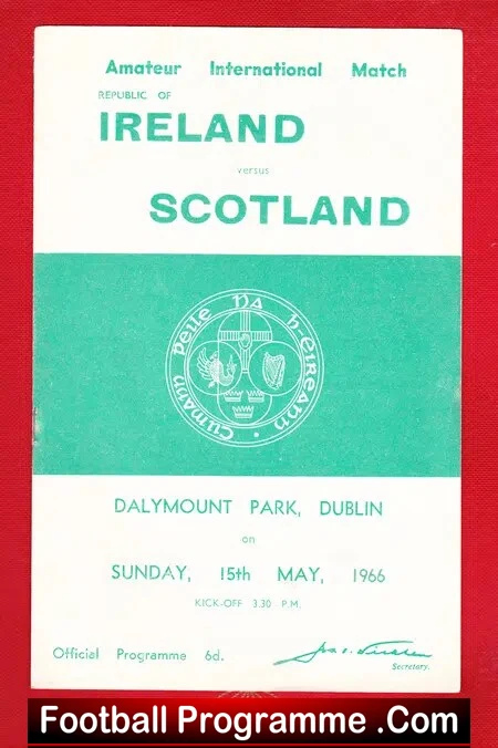 Ireland v Scotland 1966 – Amateur Dalymount Park Dublin