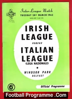 Irish League v Italian League 1962 – Belfast Ireland