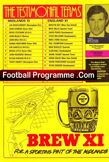 Jack Taylor Testimonial Benefit Match Wolves Midlands 1977