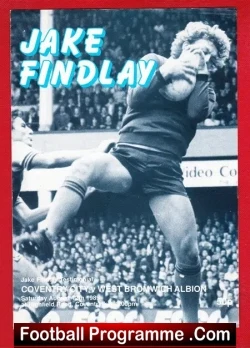 Jake Findlay Testimonial Benefit Game Coventry City 1989 - football programme